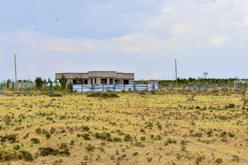 Nearby: a finished home next to the plots
